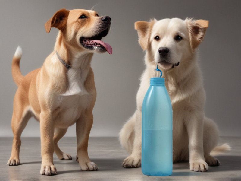 dogs and water bottle