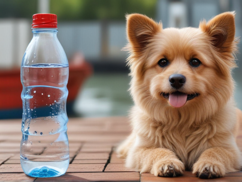 dogs and water bottle