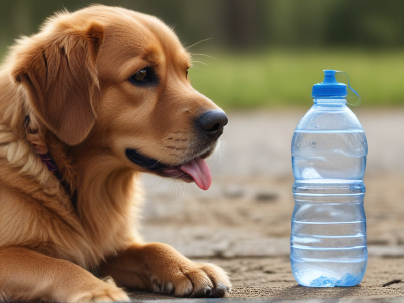 dogs and water bottle