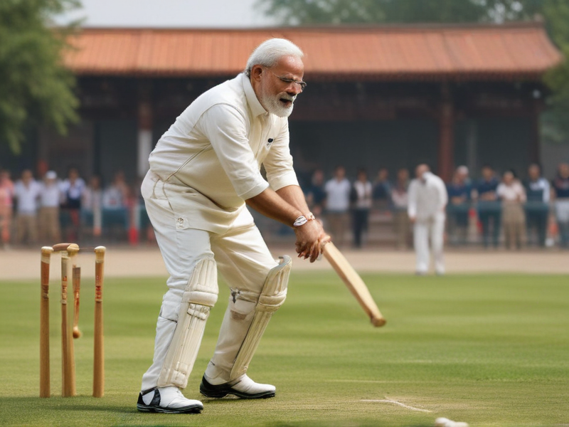 Modi playing cricket