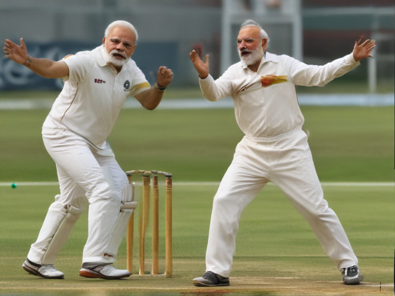 Modi playing cricket