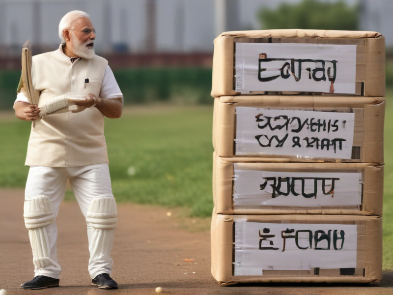 Modi playing cricket