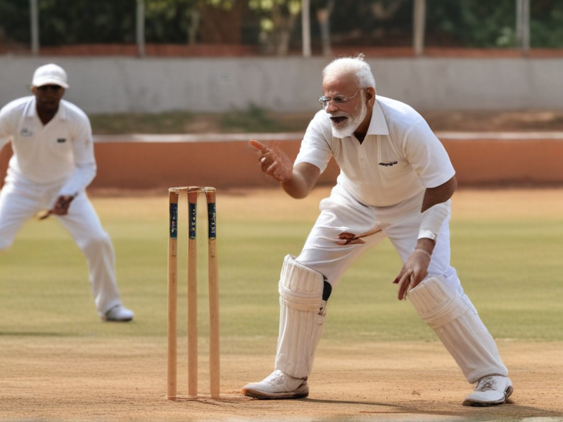 Modi playing cricket