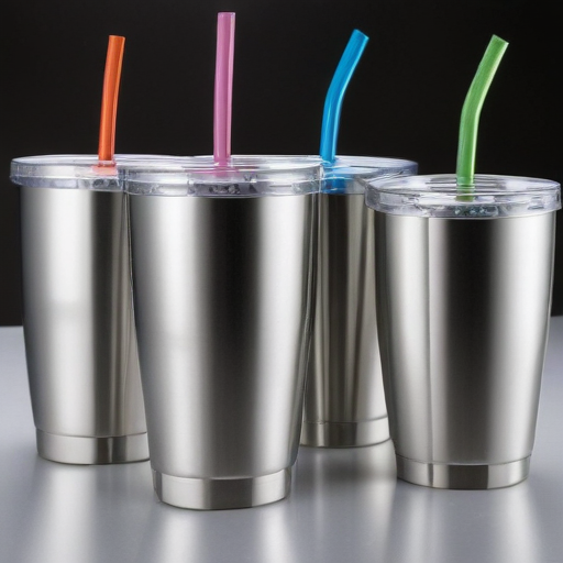 stainless steel cups with lids and straws