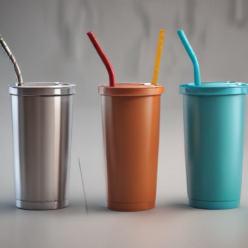 stainless steel cups with lids and straws