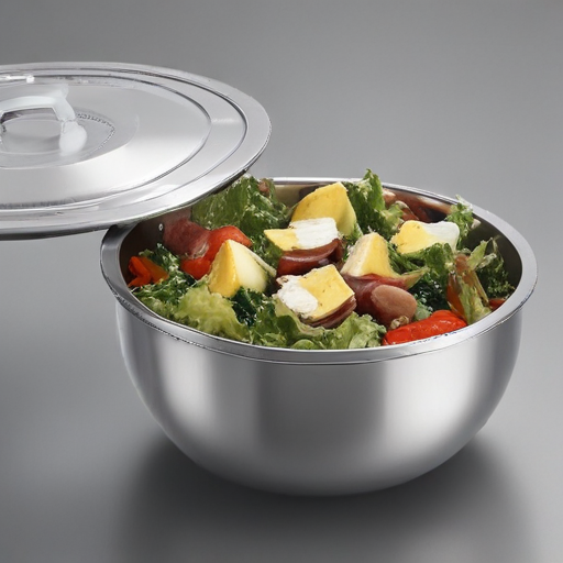 stainless steel salad bowl with lid