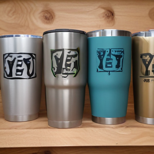 yeti cups with company logo