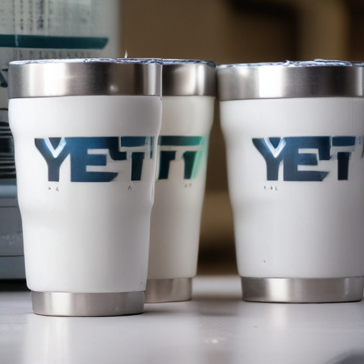 yeti cups with company logo